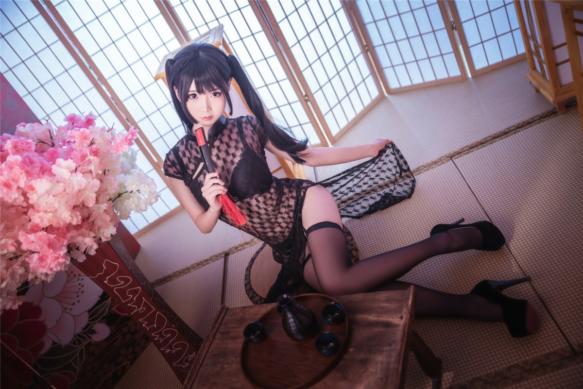 [Cosplay]面饼仙儿 – 黑丝情趣旗袍 – COSPLAY-御萝岛屿
